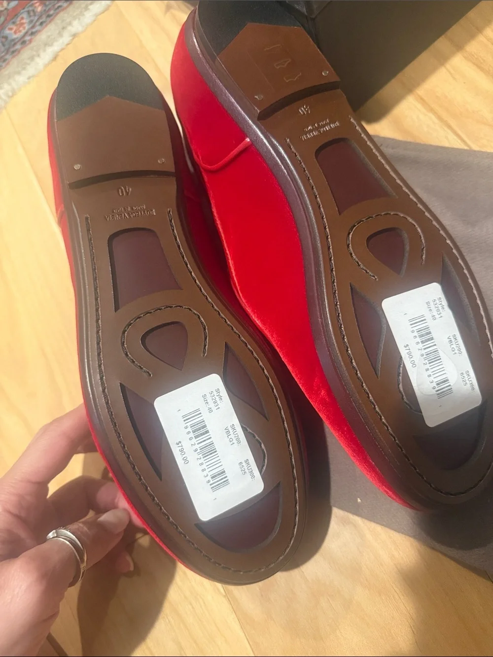 Bottega Veneta Red Velvet Bow Loafers